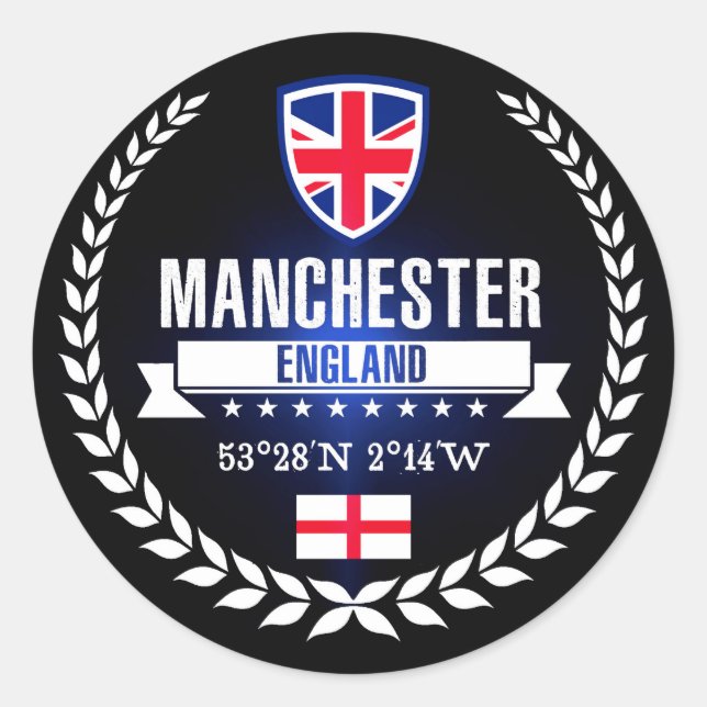 Pegatina Redonda Manchester (Anverso)