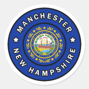 Pegatina Redonda Manchester New Hampshire
