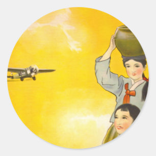 Pegatina Redonda Manchuria Air