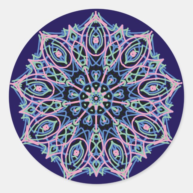 Pegatina Redonda Mandala. (Anverso)