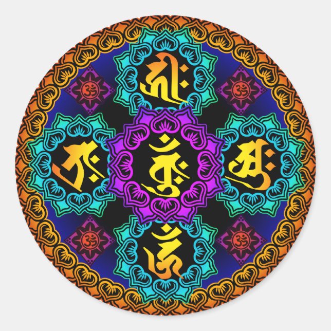 Pegatina Redonda mandala (Anverso)