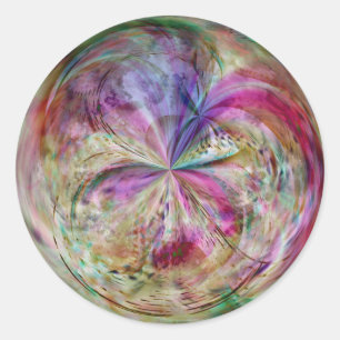 Pegatina Redonda Mandala abstracta multicolora de la burbuja