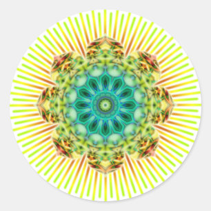 Pegatina Redonda Mandala amarillo verde hacer su propio fondo