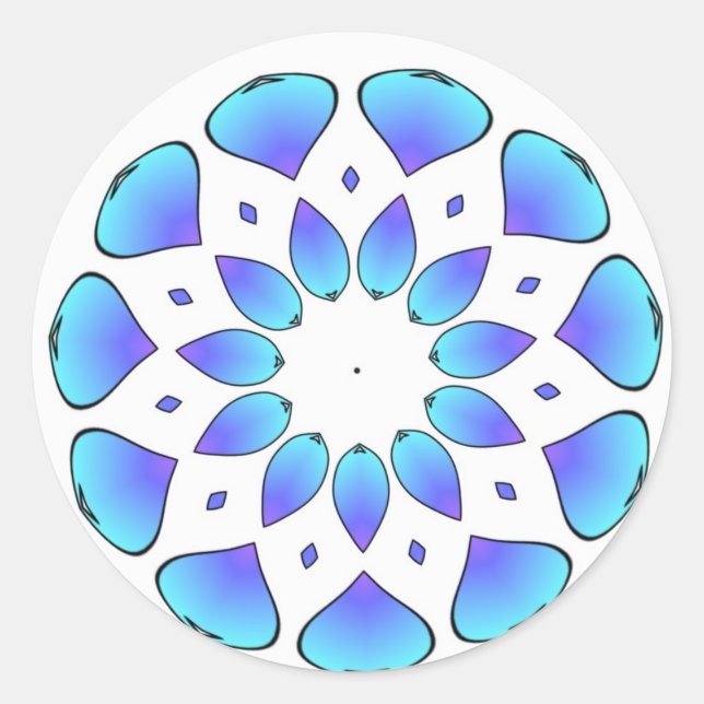 Pegatina Redonda mandala azul (Anverso)