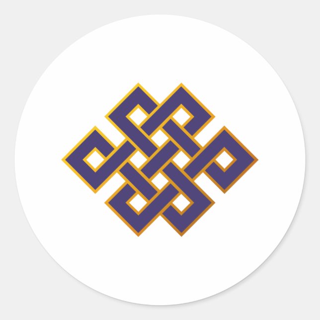 Pegatina Redonda Mandala Azul Karma Budismo Knot eterno (Anverso)