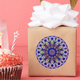 Pegatina Redonda Mandala Blueberry 12 Petals Blue Violet