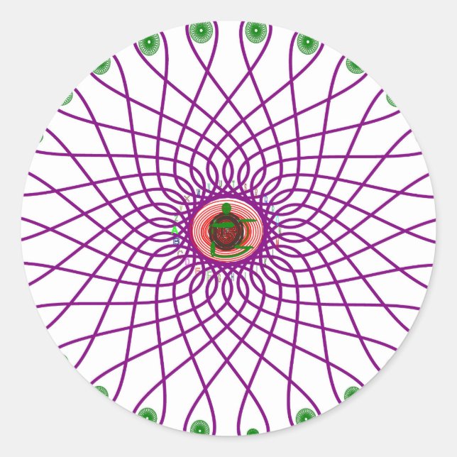 Pegatina redonda mandala circular geométrica abstr (Anverso)