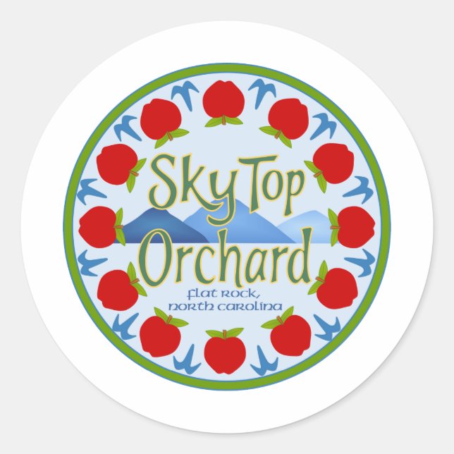 Pegatina Redonda Mandala de Apple - Azul (Anverso)