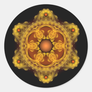 Pegatina Redonda Mandala de arte fractal