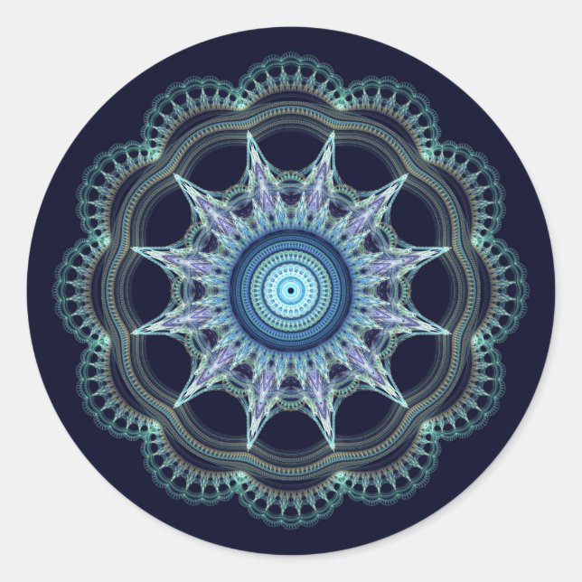 Pegatina Redonda Mandala de estrella (Anverso)