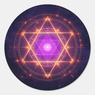 Pegatina Redonda Mandala de Geometría Sagrada: Luz dentro del Cosmo