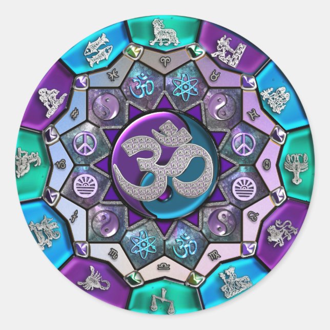 Pegatina Redonda Mandala de independencia de UROCK ~ BTC (Anverso)