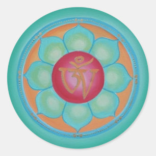 Pegatina Redonda Mandala de Lotus del tibetano