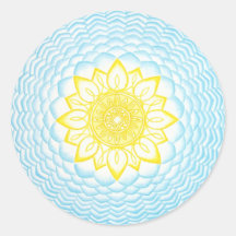 Mandala de protección azul amarillo geométrico