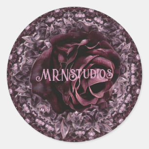 Pegatina Redonda Mandala de rosa 