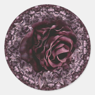 Pegatina Redonda Mandala de rosa 