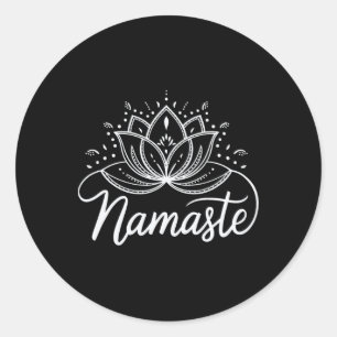 Pegatina Redonda Mandalá de Yoga de Meditación de Flor de Loto Nama