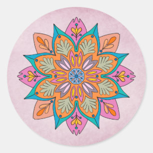 Pegatina Redonda Mandala Decorativo de la India