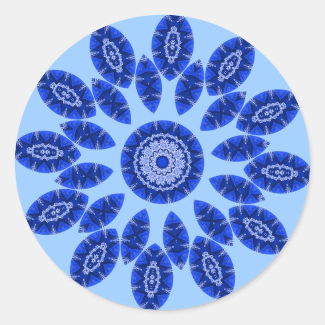 Pegatina Redonda Mandalá del Tahoe Azul (Anverso)