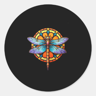 Pegatina Redonda Mandala Dragonfly Luminous Sacred Geometry Spiritu