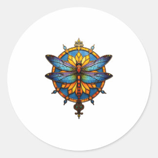 Pegatina Redonda Mandala Dragonfly Luminous Sacred Geometry Spiritu