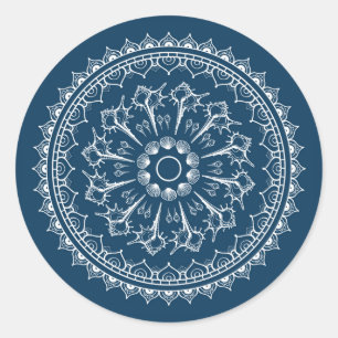 Pegatina Redonda Mandala hecha de Seashells