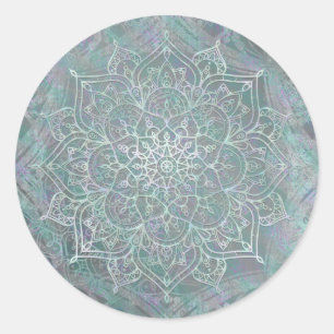 Pegatina Redonda Mandala Iridescente Boho Chic