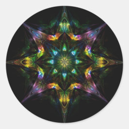 Pegatina Redonda Mandala Kaleidoscope - Negro verde morado