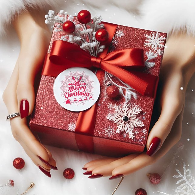 Pegatina Redonda Mandala moderna en Navidades del lago de Nieve (Subido por el creador)