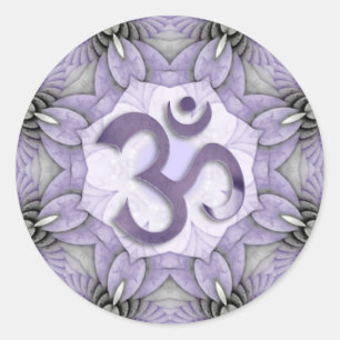 Pegatina Redonda MANDALA OM - violeta