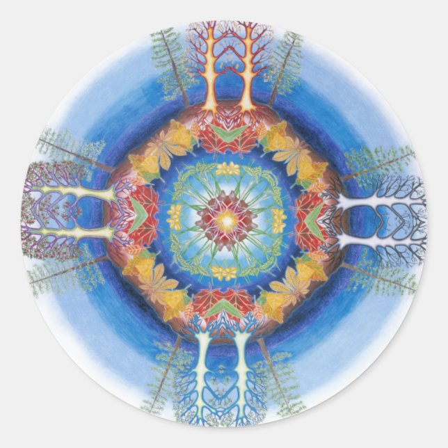 Pegatina Redonda Mandala para los árboles (Anverso)