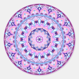 Pegatina Redonda Mándala púrpura boho decal geométrico vibrante
