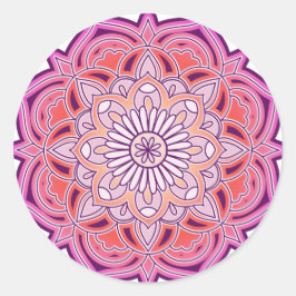 Pegatina Redonda Mandala rosada