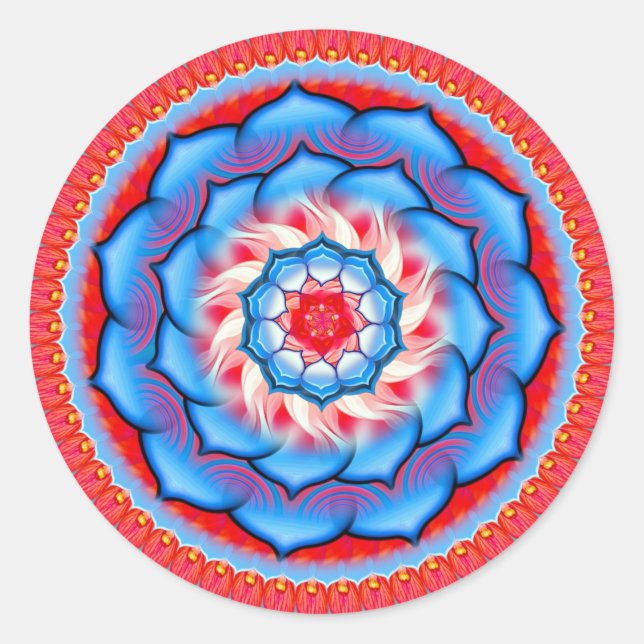 Pegatina Redonda Mandala Rosette (Anverso)