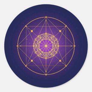 Pegatina Redonda Mandala Sagrado Celestial – Geometría Mística