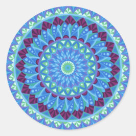 Pegatina Redonda Mandala Sueños de Medianoche Azul Estética Boho