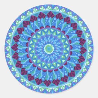 Pegatina Redonda Mandala Sueños de Medianoche Azul Estética Boho