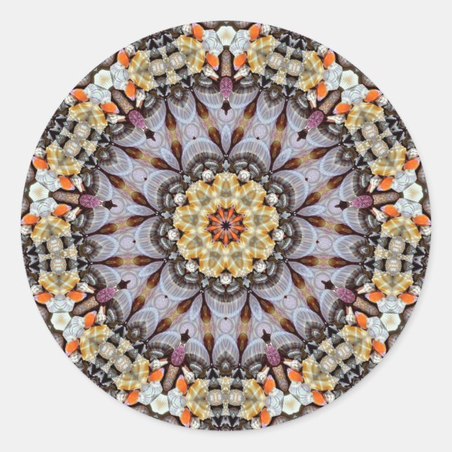 Pegatina Redonda Mandala Trippy Rosette Boho Retro Hippie (Anverso)