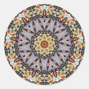 Pegatina Redonda Mandala Trippy Rosette Boho Retro Hippie