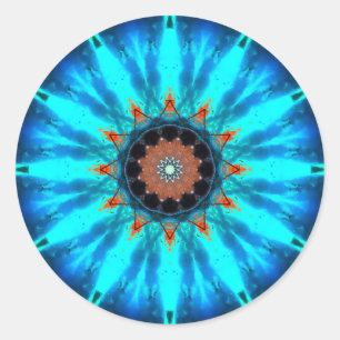 Pegatina Redonda Mandala tropical de la estrella