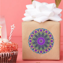Mandala Violet Peach 12 Petals Salmon Pink Green