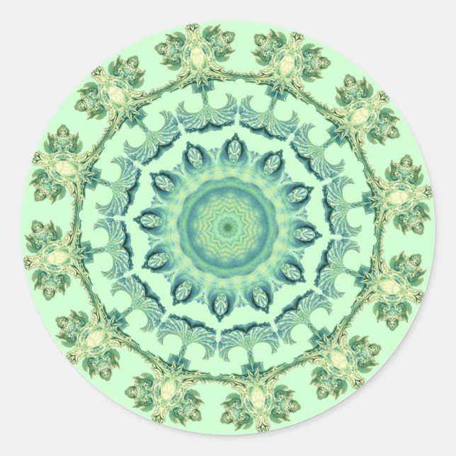 Pegatina Redonda Mandalas de Conchas Marinas (Anverso)