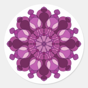 Pegatina Redonda Mandalas de Flor Púrpura Real