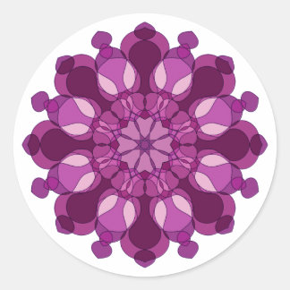 Pegatina Redonda Mandalas de Flor Púrpura Real