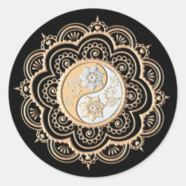 Pegatina Redonda Mandalas de oro y plata
