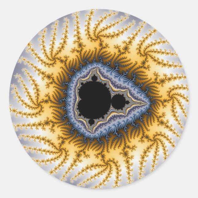 Pegatina Redonda Mandel Azul - Fractal (Anverso)