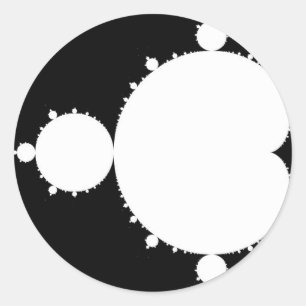 Pegatina Redonda Mandelbrot blanco