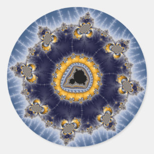 Pegatina Redonda Mandelbrot dorado - Fractal