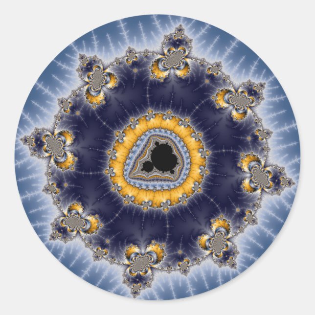 Pegatina Redonda Mandelbrot dorado - Fractal (Anverso)