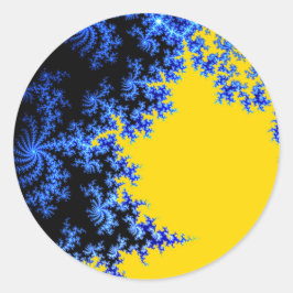 Pegatina Redonda Mandelbrot Fractal Gold Blue Dos